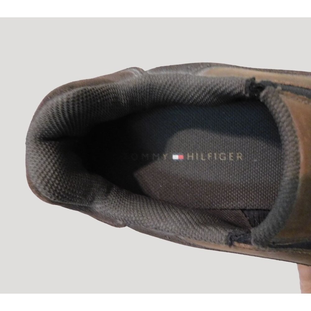 Tommy Hilfiger Leather Shoes Mens Size 10M Brown Slip-On Rubber Sole - Picture 8 of 10